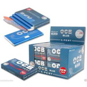 Caja Papel de Liar OCB X-pert Azul Corto de 78 mm. Contiene 250+50 hojas de papel para fumar