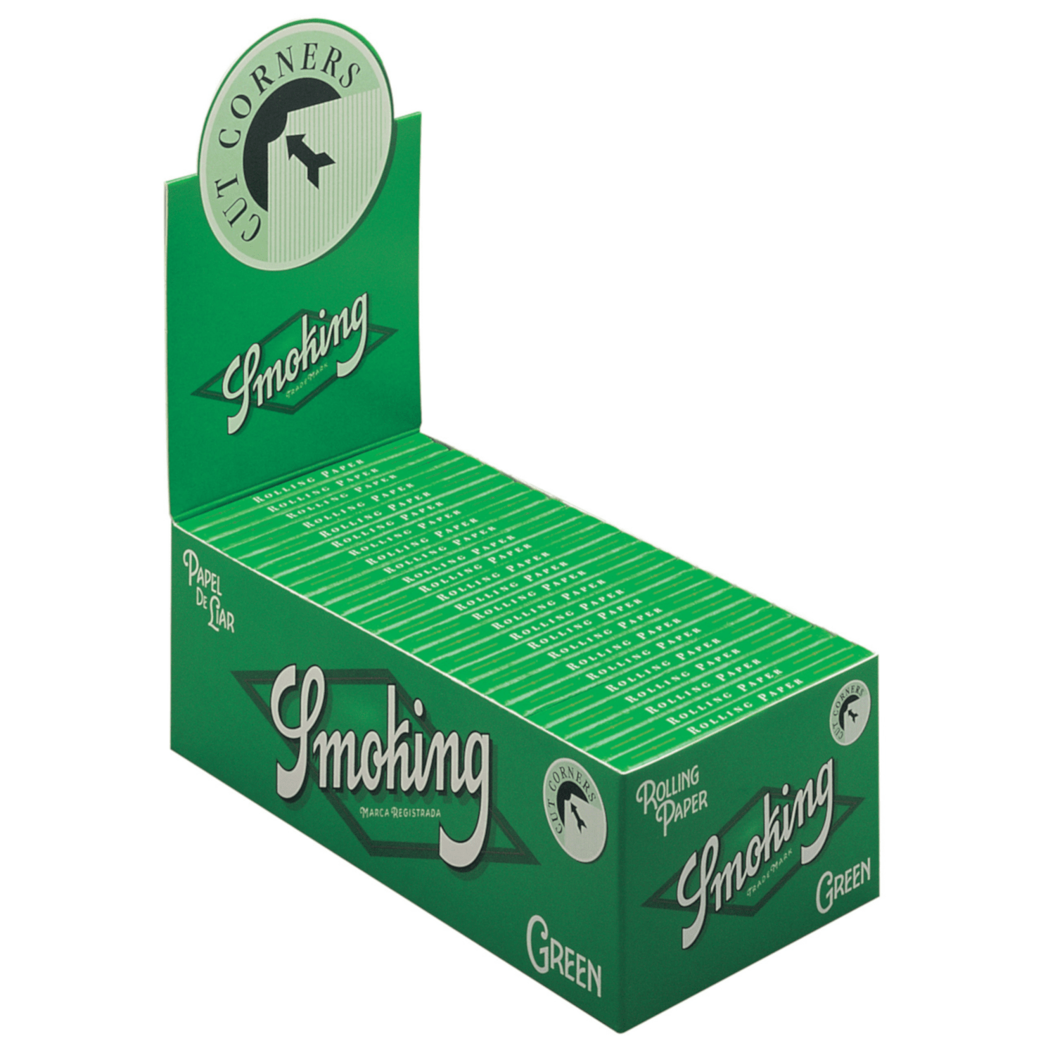 Caja de 50 Papel SMOKING Green Corto 70 mm