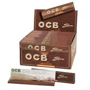 Caja de Papel de Fumar OCB Virgin Paper 110 mm, papel sin blanqueantes,cada librito contiene 32 papelitos