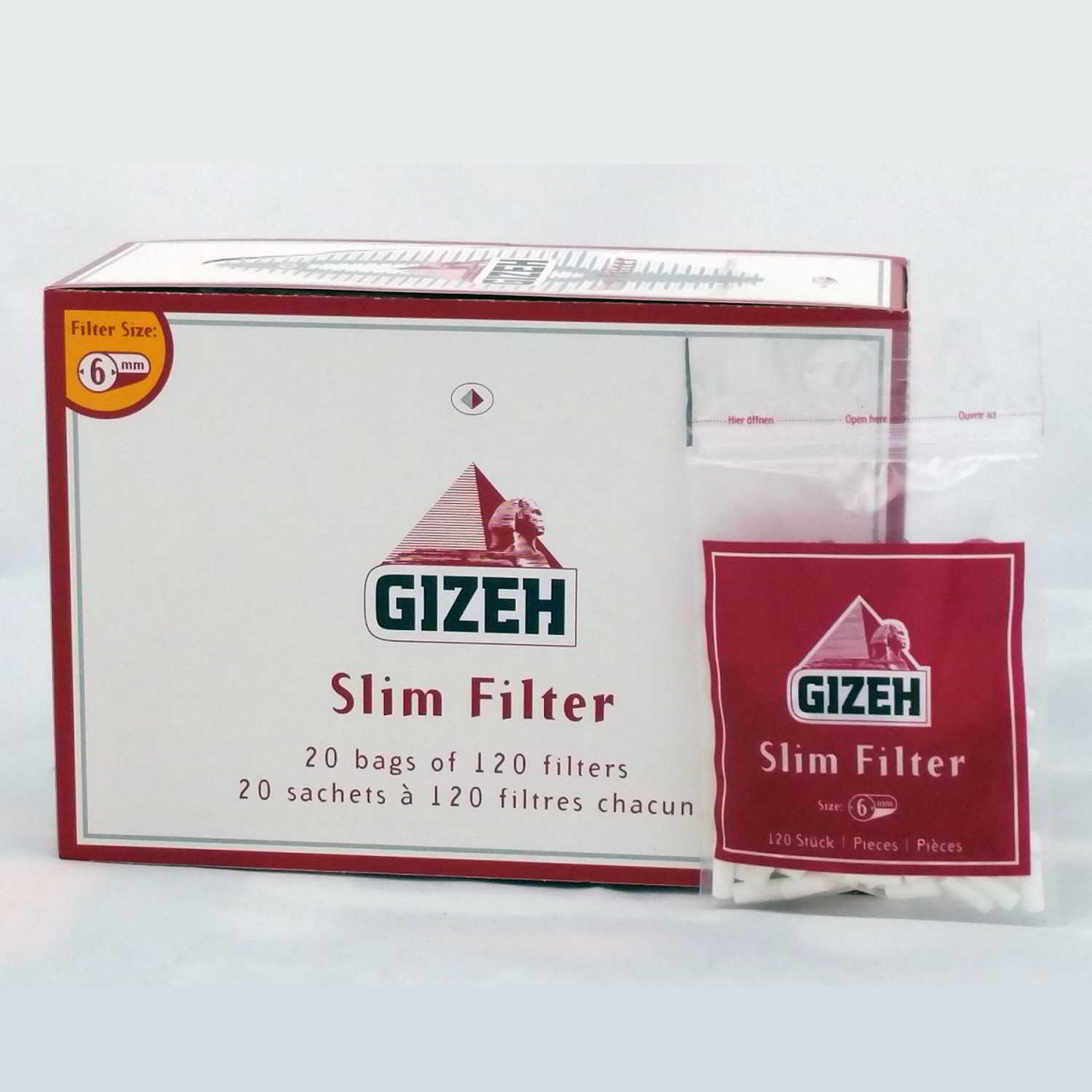 Caja de 20 Filtros GIZEH Slim 6 mm