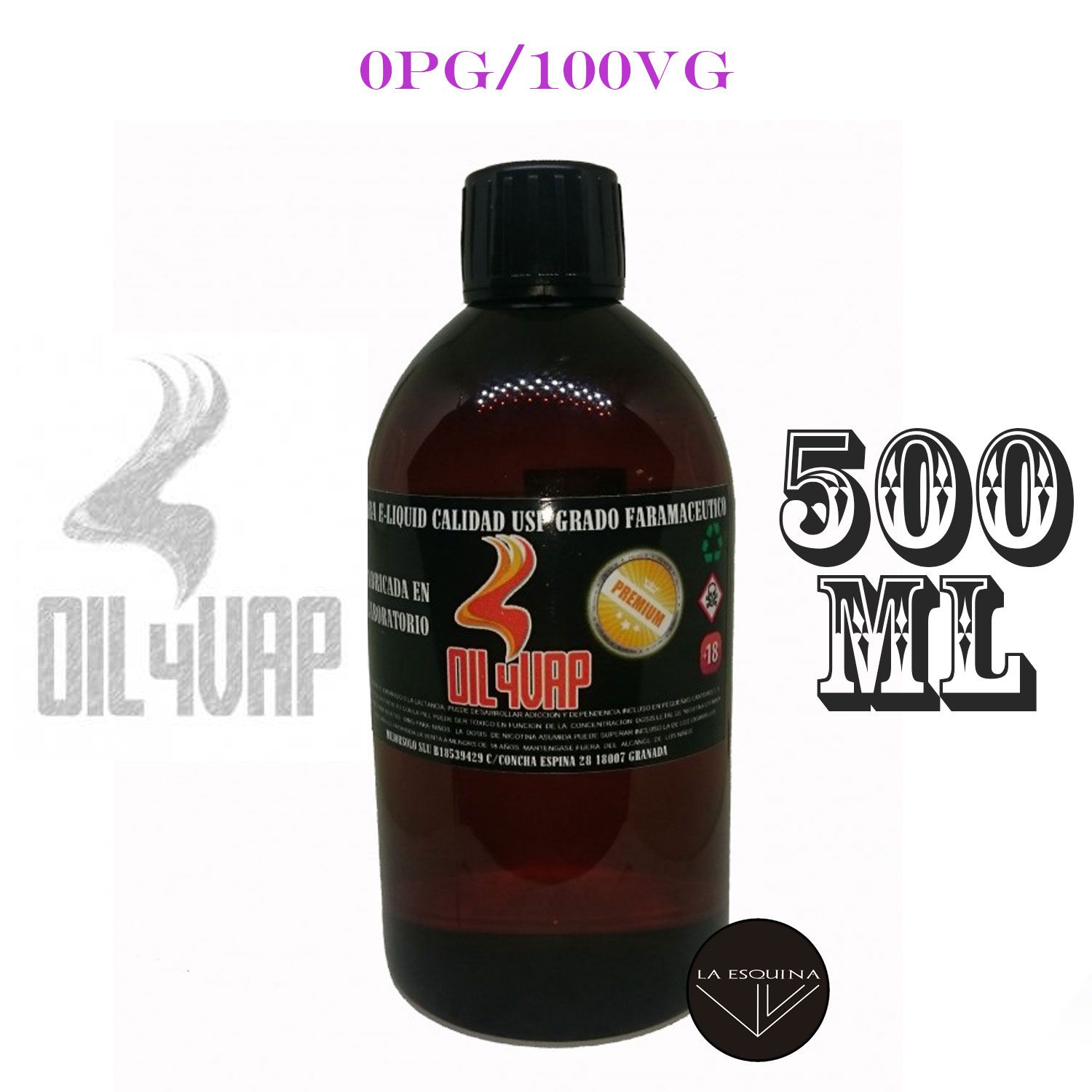 Base OIL4VAP 0PG/100VG (GLICERINA) 500ml