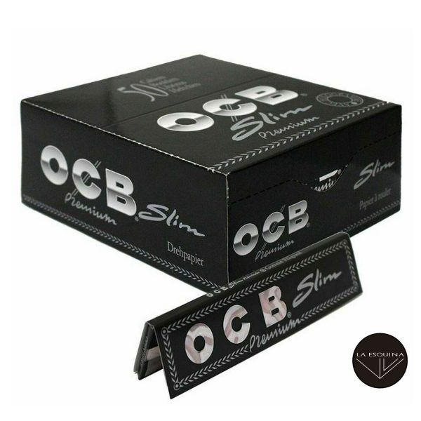 Caja de Papel OCB King Size Largo Premium Slim 110 mm. Papel de fumar largo. Total 1600 hojas de papel de liar