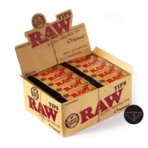 caja de raw tips 50 librillos filtros de cartón