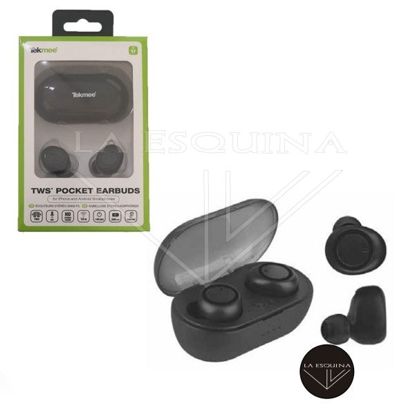 Auriculares TEKMEE Pocket Earbuds con conexion Bluetooth 5.0 comodos y elegantes