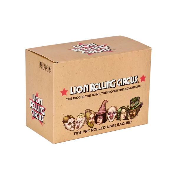 Caja 12 bolsas Filtros Lion Rolling Circus Tips Pre Rolled Unbleached