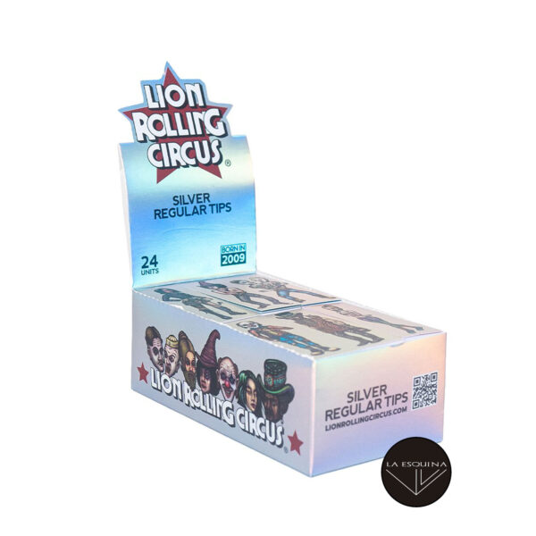 Caja de 24 Paquetes Lion Rolling Circus Silver Tips – 50 Hojas por Paquete