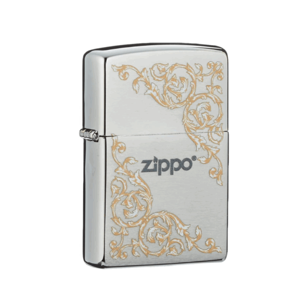 Encendedor Zippo 200 Vintage Floral | Aluminio Cepillado con Relieve de Celosía