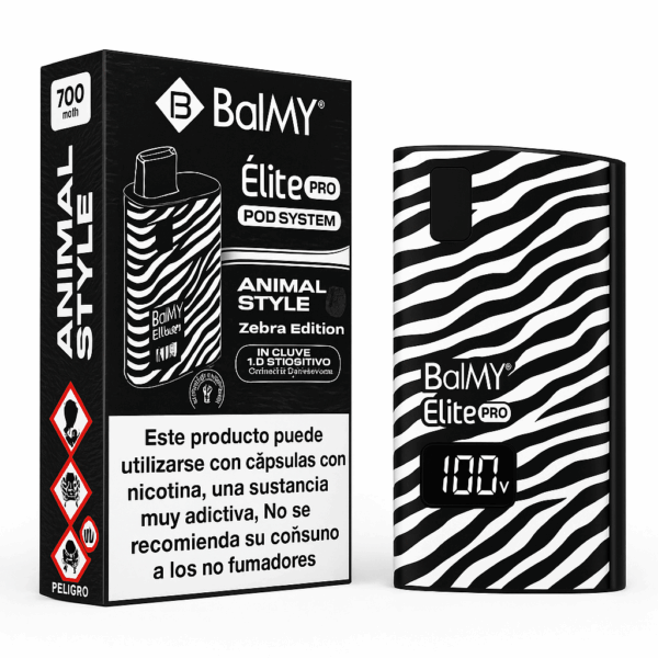 Pod Desechable BALMY Elite Pro Animal Style Zebra Edition | Dispositivo Sin Cápsula