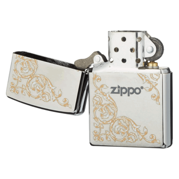 Encendedor Zippo 200 Vintage Floral | Aluminio Cepillado con Relieve de Celosía
