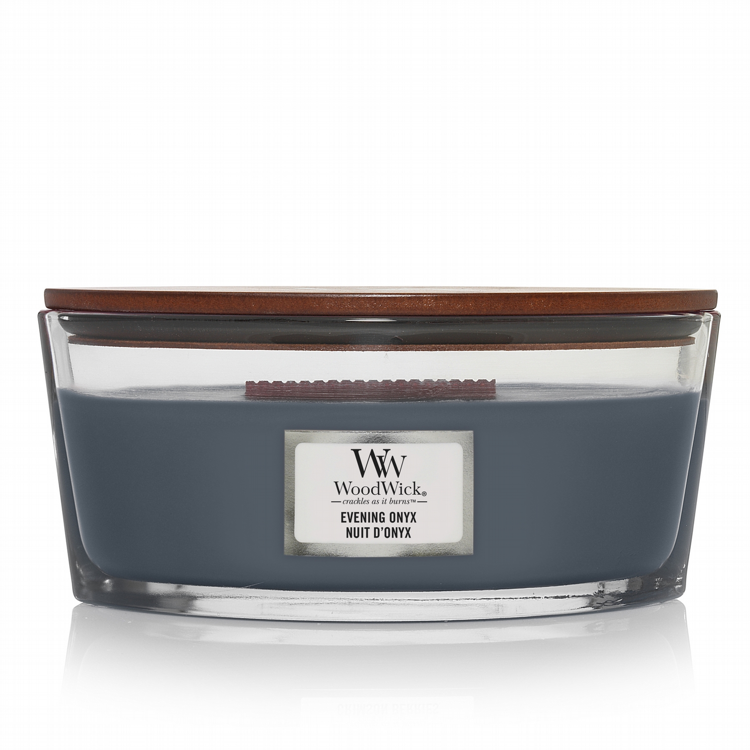 Vela Elipse Evening Onix WoodWick 453 gr | Aroma Profundo de Jazmín, Orquídea Negra y Sándalo