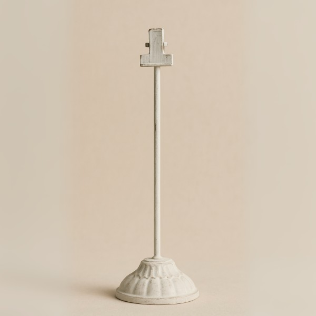 Stand Blanco Para Cerámicas y Sachet Mathilde 25 cm con Pinza | Soporte Elegante y Funcional