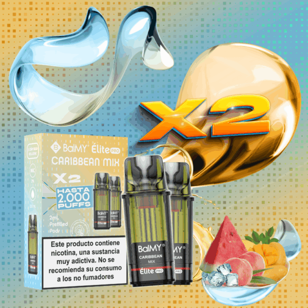 Pack de 2 Recargas Para Pod Desechable BALMY Elite Pro Caribbean Mix