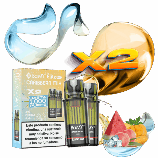 Pack de 2 Recargas Para Pod Desechable BALMY Elite Pro Caribbean Mix