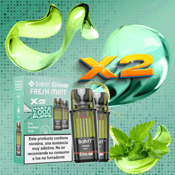 Pack de 2 Recargas Para Pod Desechable BALMY Elite Pro Fresh Mint