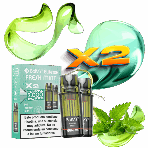 Pack de 2 Recargas Para Pod Desechable BALMY Elite Pro Fresh Mint