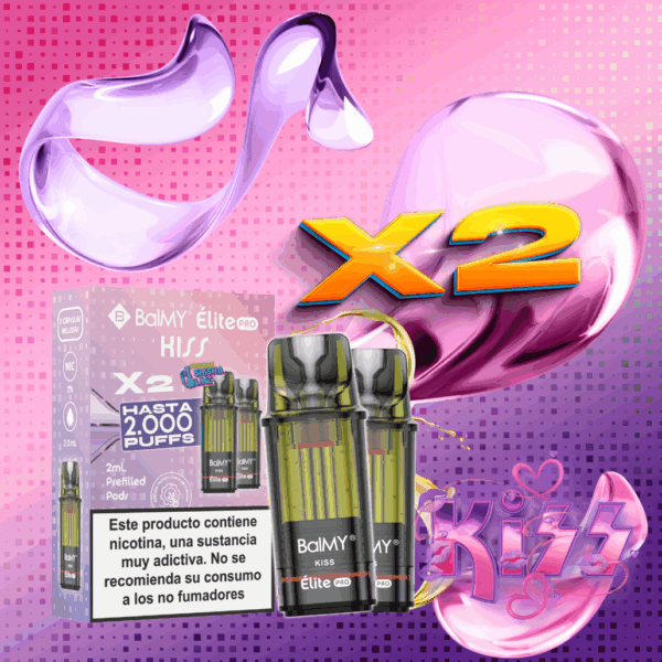 Pack de 2 Recargas Para Pod Desechable BALMY Elite Pro Kiss