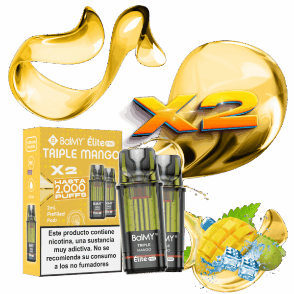 Pack de 2 Recargas Pod Desechable BALMY Elite Pro Triple Mango