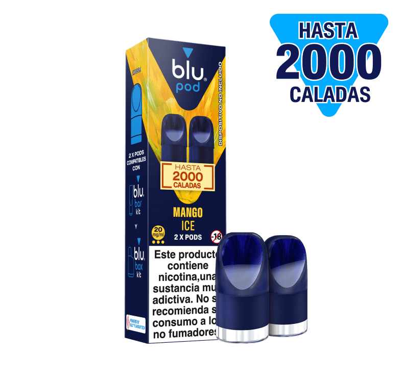 Blu Kit Pods Mango 2 Pods Compatibles Blu Bar y Blu Box Hasta 2000 Caladas