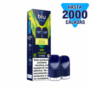 Blu Kit Kiwi Passion Recarga 2 Pods Blu Bar y Blu Box Hasta 2000 Caladas