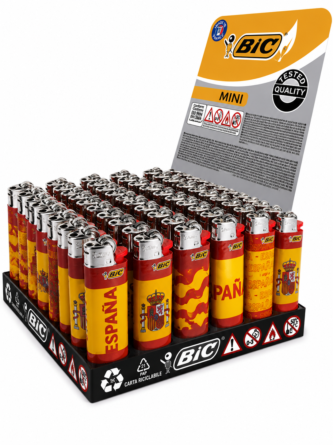 Caja de 50 Encendedores BIC J25 Mini Banderas España