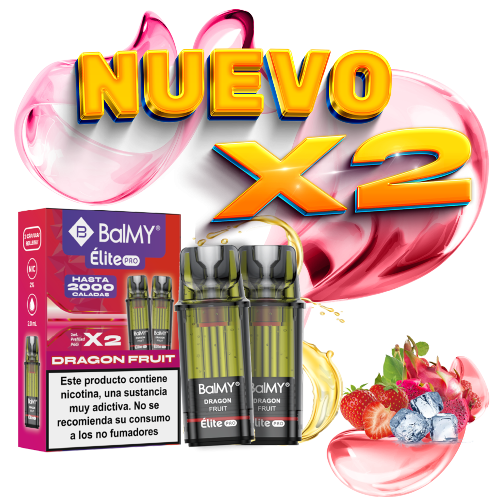 Pack de 2 Recargas Pod Desechable BALMY Elite Pro Dragon Fruit