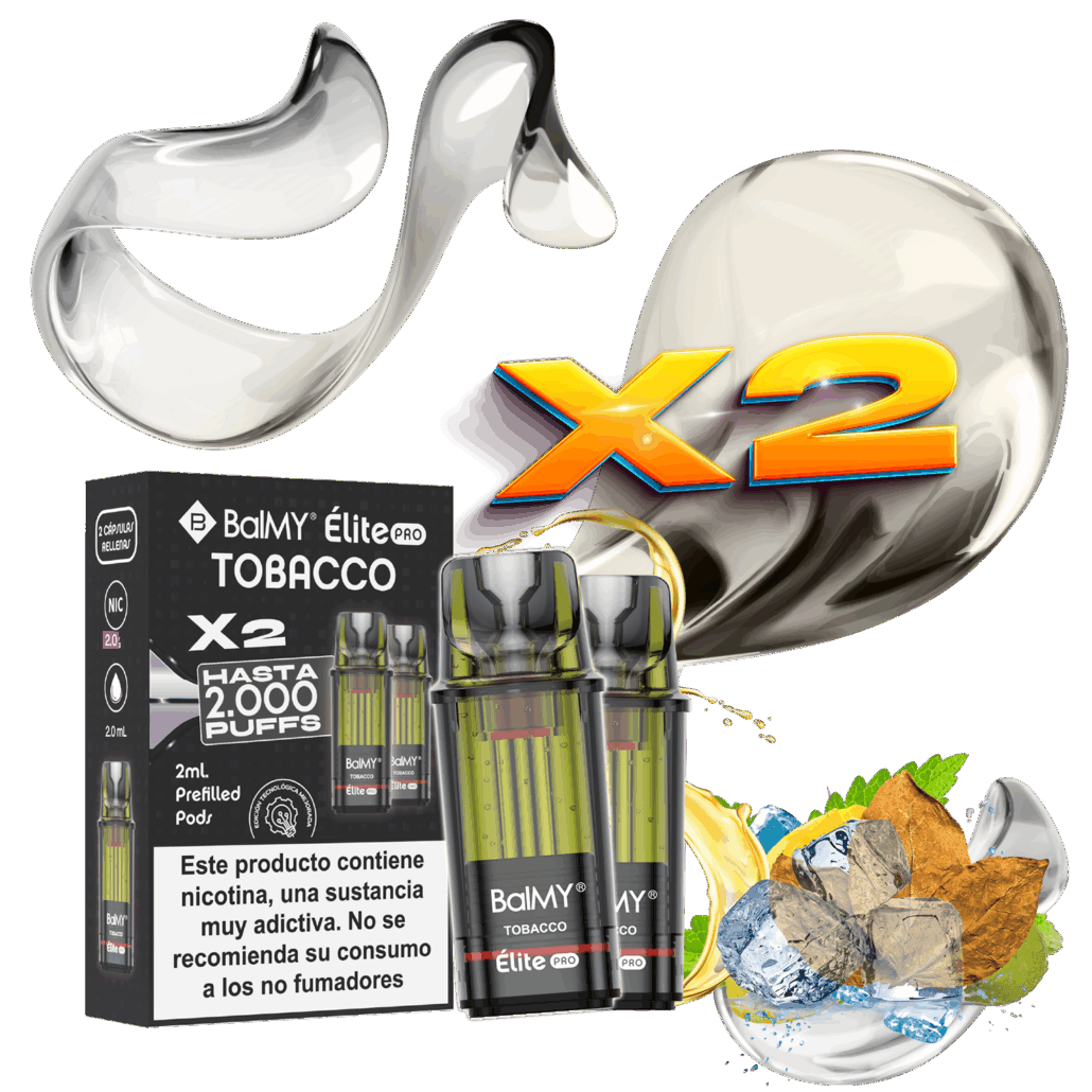 Pack de 2 Recargas Pod Desechable BALMY Elite Pro Tabacco
